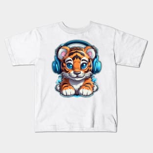 Blue Jungle Jams: Graffiti Tiger Cub Kids T-Shirt